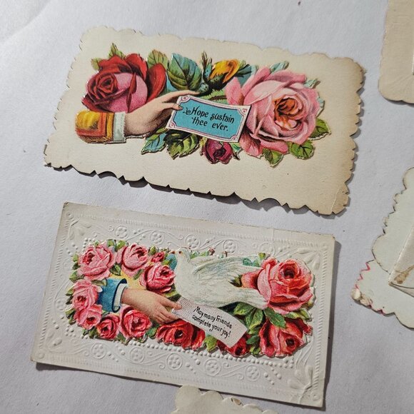 1910s Antique Greeting & Calling Cards 5pc Die cut ephemera crafts historical - Picture 4 of 5